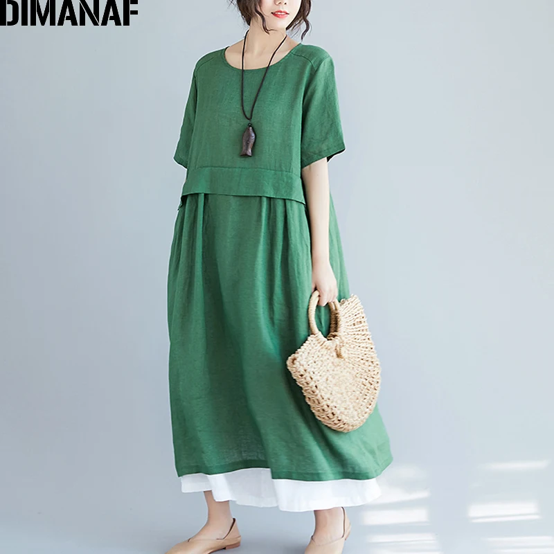 DIMANAF Plus Size Women Dress Vintage Linen Solid Basic Summer Sundress Big Size Female Lady Vestidos Loose Casual Dresses 2019
DIMANAF Plus Size Women Dress Vintage Linen Solid Basic Summer Sundress Big Size Female Lady Vestidos Loose Casual Dresses 2019