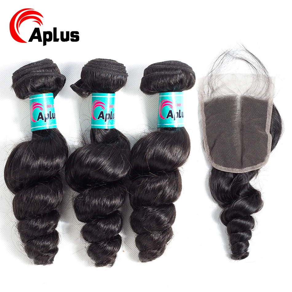 Aplus Hair Indian Loose Wave Bundles With Closure 4Pcs/Lot Indian Bundles With Closure 100% Cheap Human Hair Bundles Tangle Free
Aplus Hair Indian Loose Wave Bundles With Closure 4Pcs/Lot Indian Bundles With Closure 100% Cheap Human Hair Bundles Tangle Free