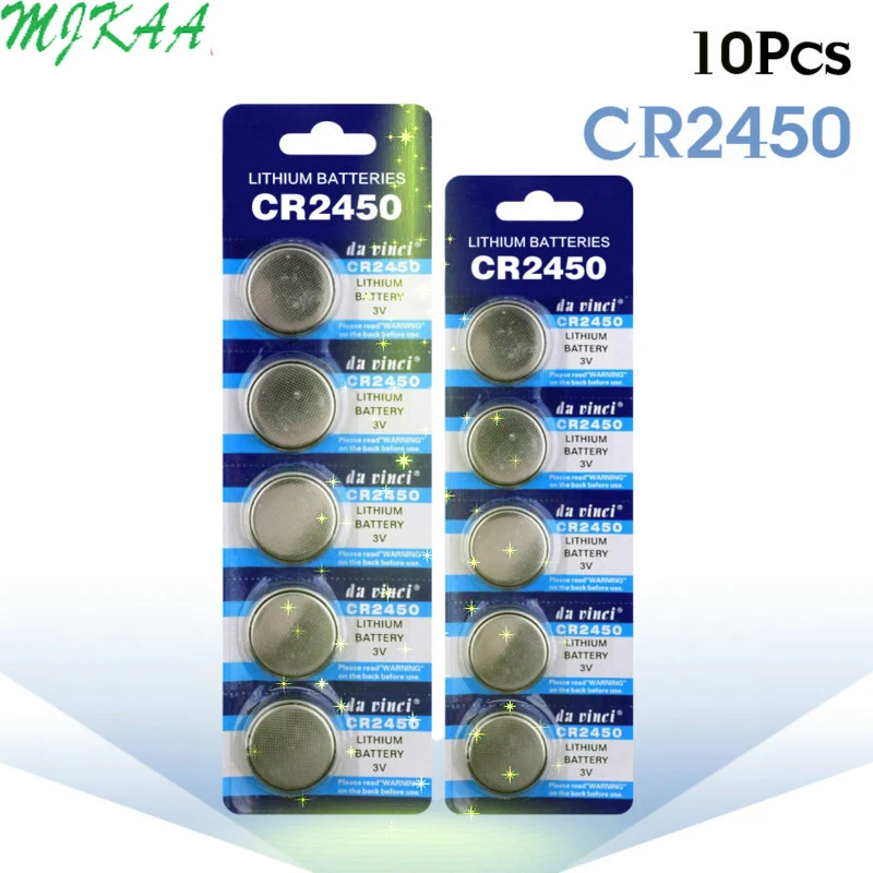 10pcs/pack CR2450 Button Batteries KCR2450 5029LC LM2450 Cell Coin Lithium Battery 3V CR 2450 For Watch Electronic Toy Remote
10pcs/pack CR2450 Button Batteries KCR2450 5029LC LM2450 Cell Coin Lithium Battery 3V CR 2450 For Watch Electronic Toy Remote