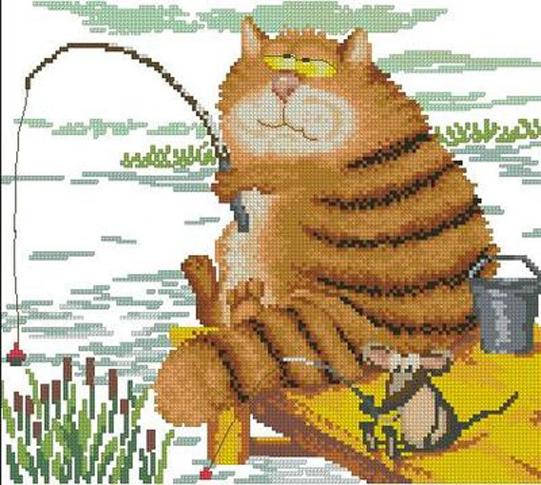 Needlework,DIY Cross Stitch,Sets For Embroidery kits,11CT&14CT,Fishing cat and rat
Needlework,DIY Cross Stitch,Sets For Embroidery kits,11CT&14CT,Fishing cat and rat