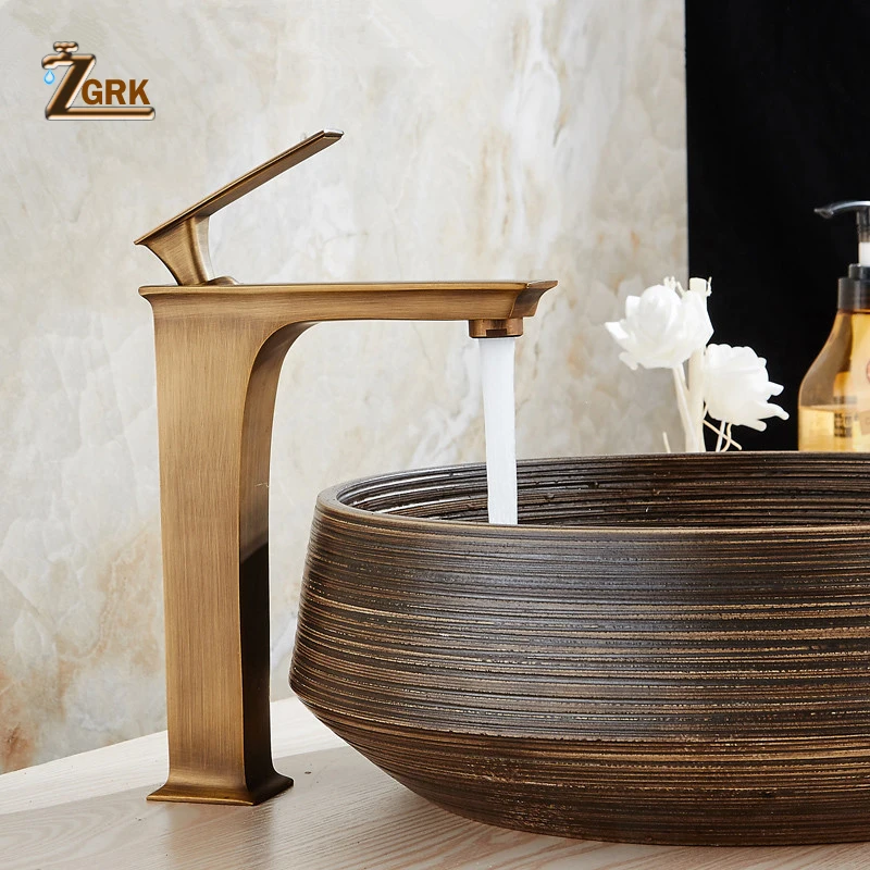 ZGRK Bathroom Faucet Antique Brass Taps Single Handle Deck Mount Basin Faucet Hot And Cold Water Vintage Quadrate Mixer Tap
ZGRK Bathroom Faucet Antique Brass Taps Single Handle Deck Mount Basin Faucet Hot And Cold Water Vintage Quadrate Mixer Tap