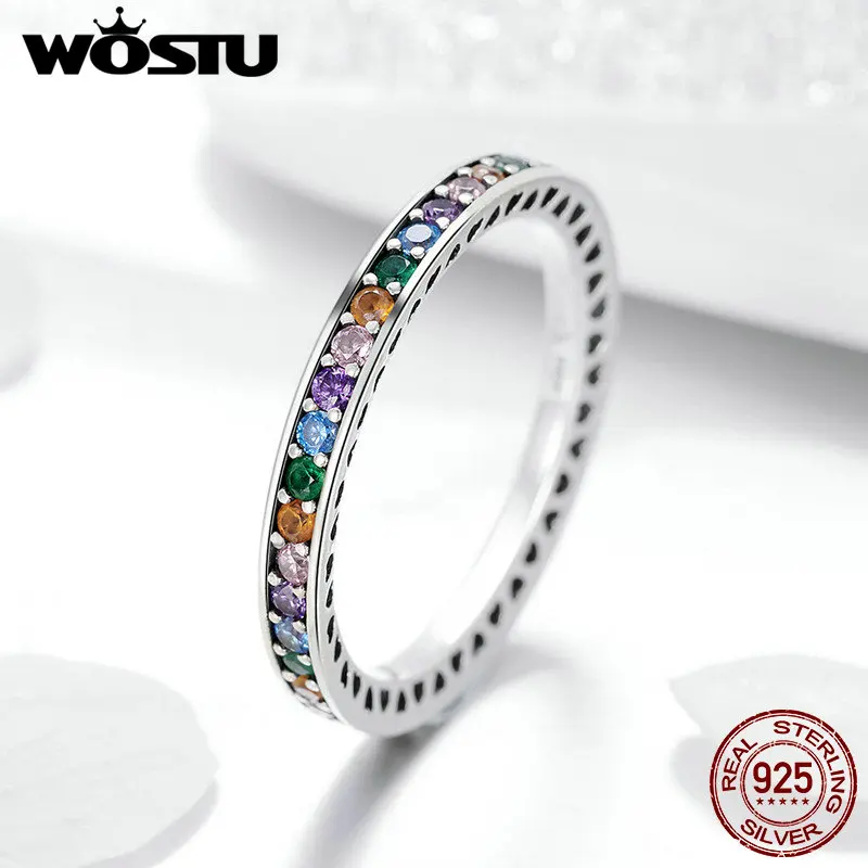 WOSTU Genuine 925 Sterling Silver Rainbow Colorful CZ Stone Finger Rings For Women Luxury Brand Party Silver Jewelry Gift FIR392
WOSTU Genuine 925 Sterling Silver Rainbow Colorful CZ Stone Finger Rings For Women Luxury Brand Party Silver Jewelry Gift FIR392