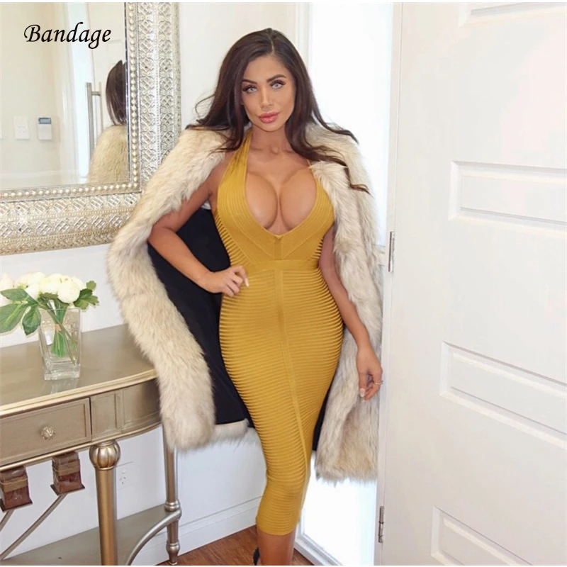 New Arrivals Ladies Sexy Plunge Bandage Dress Party NightClub Dress Fashion Halter Backless Vestidos Bodycon Dresses Yellow Red
New Arrivals Ladies Sexy Plunge Bandage Dress Party NightClub Dress Fashion Halter Backless Vestidos Bodycon Dresses Yellow Red
