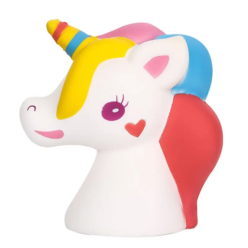 

13cm Cute Jumbo Rainbow Unicorn Horse Head Squishy Slow Rising Kawaii Straps Soft Squeeze Scented Bread Cake Kid Fun Decor Toy