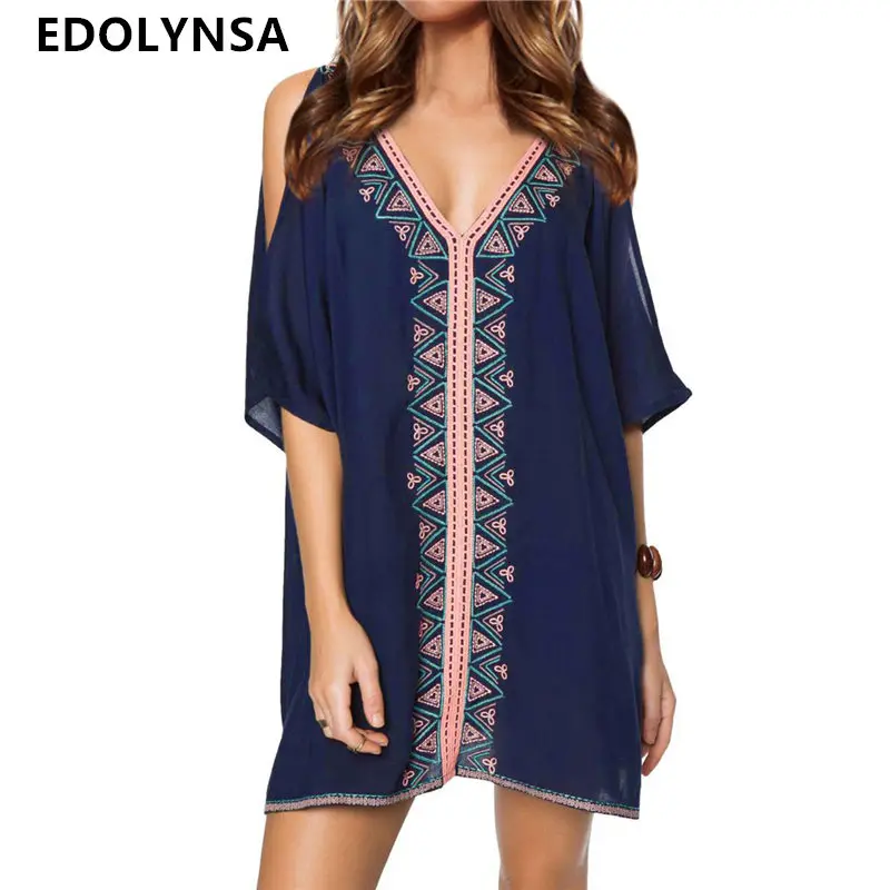 Women Summer Beach Dress Cotton Plus Size Off Shoulder Top Sexy Deep V-neck Blue Beach Party Dress Girl Fashion #N347
Women Summer Beach Dress Cotton Plus Size Off Shoulder Top Sexy Deep V-neck Blue Beach Party Dress Girl Fashion #N347