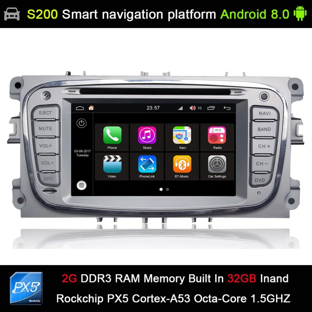 auto Android 8.0 system PX5 Octa 8-Core CPU 2G Ram 32GB Rom Car DVD Radio GPS Navigation for Ford Focus Mondeo Galaxy S-max
auto Android 8.0 system PX5 Octa 8-Core CPU 2G Ram 32GB Rom Car DVD Radio GPS Navigation for Ford Focus Mondeo Galaxy S-max