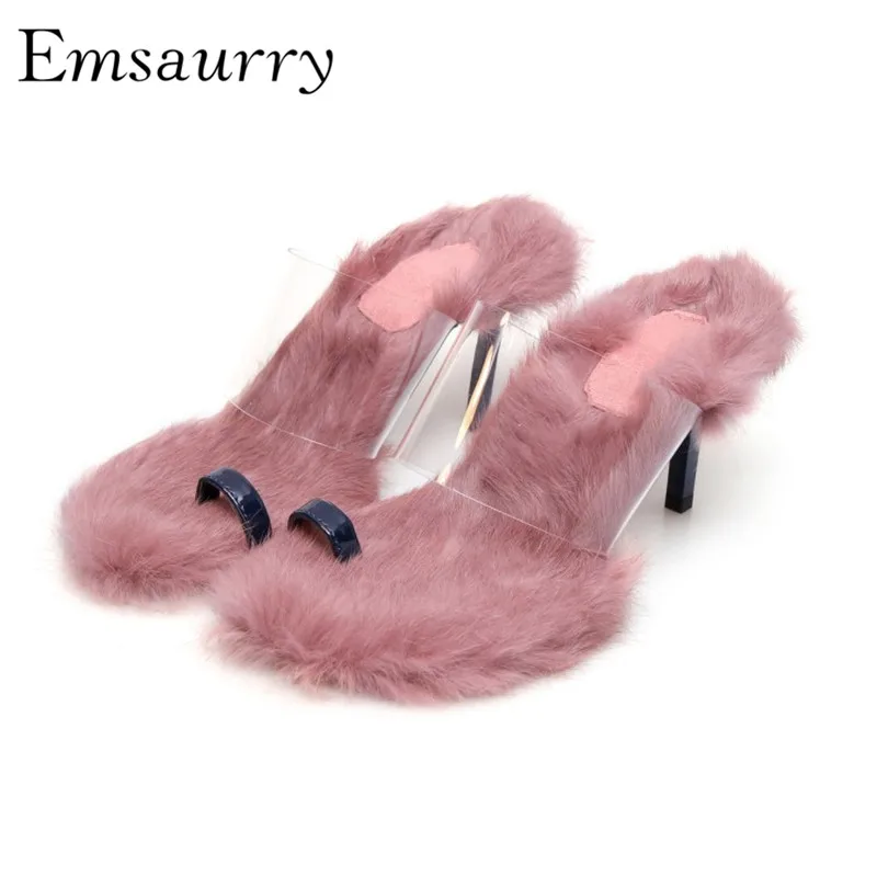 Soft Fur Flip Flops Sexy High Heels 7cm Thin Heel Clear PVC Transparent Summer Fall Slippers Women
Soft Fur Flip Flops Sexy High Heels 7cm Thin Heel Clear PVC Transparent Summer Fall Slippers Women
