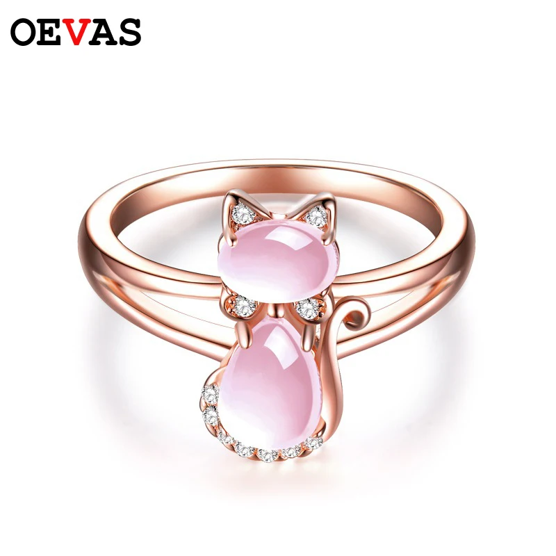 OEVAS Europe Fashion Pink Cat Ring women high quality Rose gold color Jewelry finger anel female Best Gift for ladies size 6-10
OEVAS Europe Fashion Pink Cat Ring women high quality Rose gold color Jewelry finger anel female Best Gift for ladies size 6-10