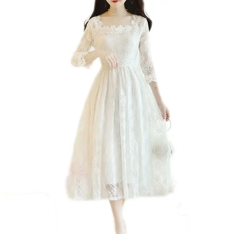 New Spring Autumn Women Square Collar Lace Patchwork Mesh Solid Dress Female Holiday Fairy Dresses Lady Retro Party Vestido Z157
New Spring Autumn Women Square Collar Lace Patchwork Mesh Solid Dress Female Holiday Fairy Dresses Lady Retro Party Vestido Z157