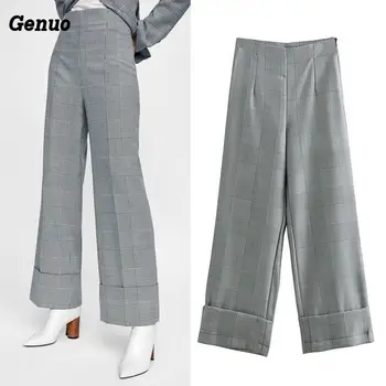 Genuo Vintage plaid wide leg women pants fashion ankle-length casual pants Office ladies zipper trousers gothic pantalon
Genuo Vintage plaid wide leg women pants fashion ankle-length casual pants Office ladies zipper trousers gothic pantalon