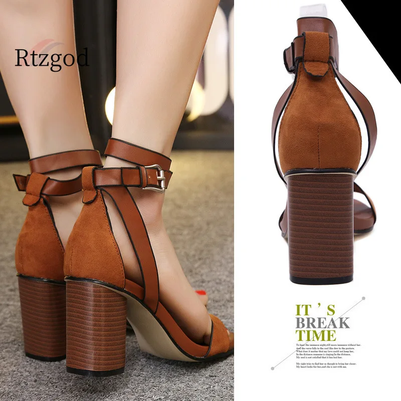 High-heeled Sandals Female Summer New Style Open Toes Rough Heels Black Brown Sandals One Word Button Coarse heel
High-heeled Sandals Female Summer New Style Open Toes Rough Heels Black Brown Sandals One Word Button Coarse heel
