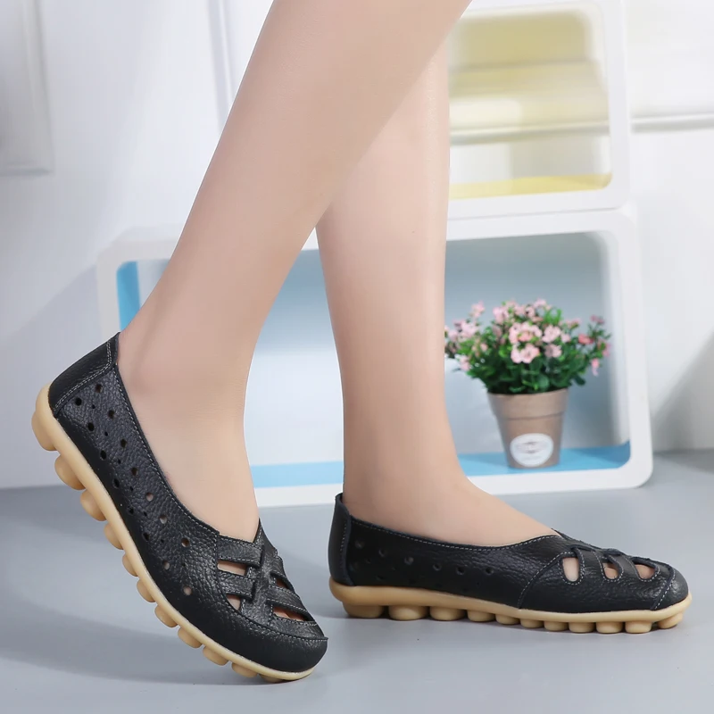 VTOTA Genuine Leather Shoes Woman zapatillas mujer Casual Flat Shoes Summer Ladies Shoes Loafers Slip on Ballet Women Flats B33 6