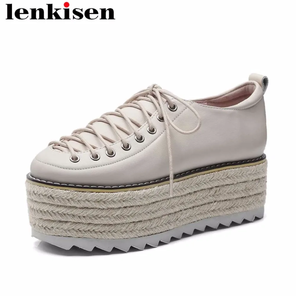 Lenkisen straw decoration waterproof high wedges bottom natural leather round toe solid lace up women classic ladies pumps L05
Lenkisen straw decoration waterproof high wedges bottom natural leather round toe solid lace up women classic ladies pumps L05