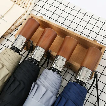 High Quality Automatic Men Umbrella Three Fold Retro Wooden Handle Sun Folding Umbrellas 10K Windproof Genuine Brand
High Quality Automatic Men Umbrella Three Fold Retro Wooden Handle Sun Folding Umbrellas 10K Windproof Genuine Brand
