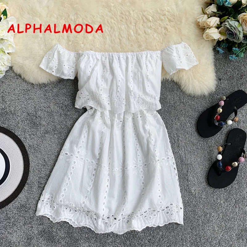 ALPHALMODA 2019 Summer Ladies Off-shoulder Pullover Women's Casual Mini Dress Short Sleeve High Waist Ladies Holidays Vestidos
ALPHALMODA 2019 Summer Ladies Off-shoulder Pullover Women's Casual Mini Dress Short Sleeve High Waist Ladies Holidays Vestidos