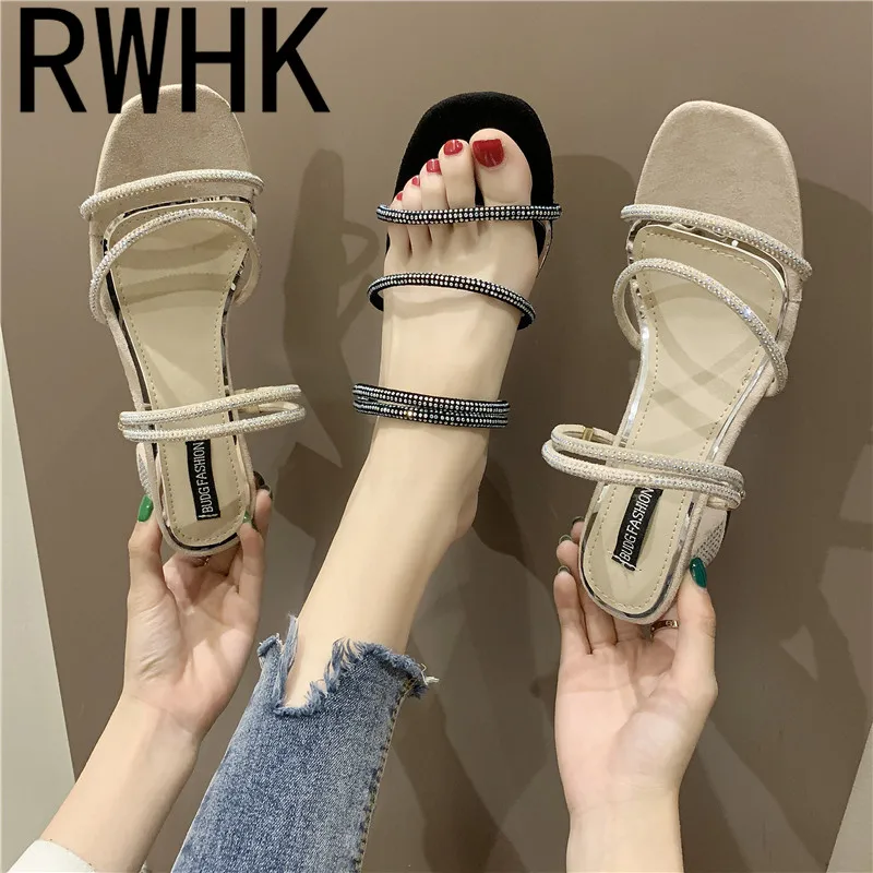 RWHK Slippers women wear 2019 summer new fashion wild rhinestone thick with high heels tide women's shoes B189
RWHK Slippers women wear 2019 summer new fashion wild rhinestone thick with high heels tide women's shoes B189