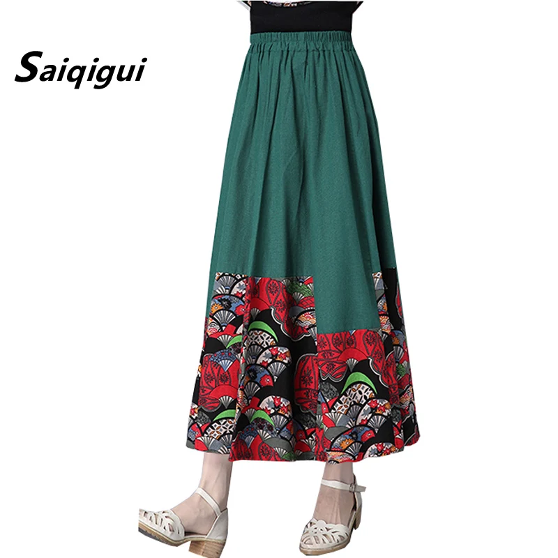 Saiqigui 2019 Summer Skirt Vintage Casual loose big hem Print Skirts Womens A-Line Skirts Femme Saias
Saiqigui 2019 Summer Skirt Vintage Casual loose big hem Print Skirts Womens A-Line Skirts Femme Saias
