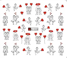 Pegatinas de uñas calcomanías de agua dulce amor corazón uñas deslizador diseño de arte tatuaje de decoración papel de manicura envolturas adhesivas Pegatinas(China)