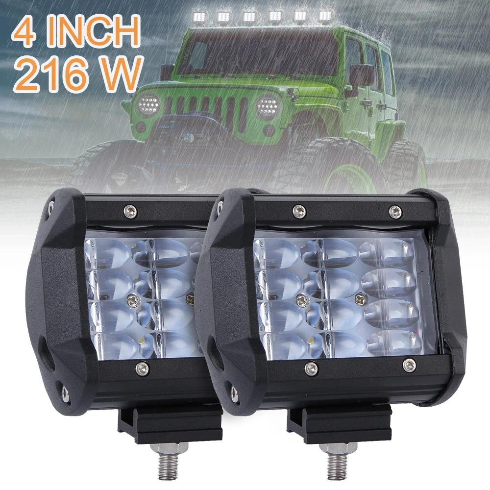 2pcs/lot 4 Inch 216W LED Car Lights Off Road Combo LED Light Bar Driving Fog Lamps for SUV / ATV / UTV / Truck / Boat
2pcs/lot 4 Inch 216W LED Car Lights Off Road Combo LED Light Bar Driving Fog Lamps for SUV / ATV / UTV / Truck / Boat