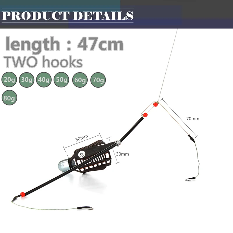 Fishing Bait Hooks Cage Lead Sinker Swivel with Line 20g-80g Hooks for Carp Feeder ED-shipping
Fishing Bait Hooks Cage Lead Sinker Swivel with Line 20g-80g Hooks for Carp Feeder ED-shipping