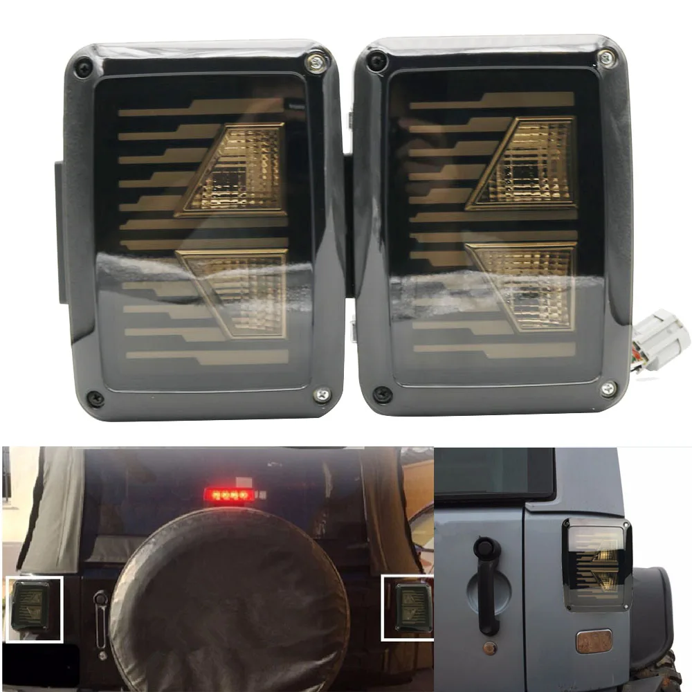 Newest Smoke Lens Red LED Tail Brake Light Assembly w Turn Signal & Back Up For Jeep Wrangler JK JKU 2007 - 2017 (6)
