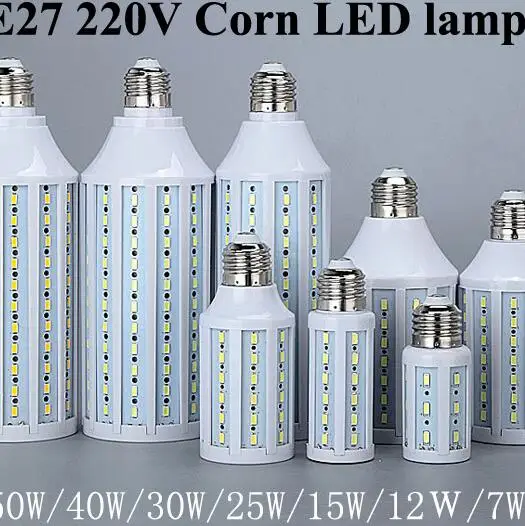 

High Power AC 220V 110V 7W 12W 15W 25W 30W 40W 50W E27 E14 5730 5630 SMD Led Corn Bulb Spotlight Led Lamp Ceiling Light