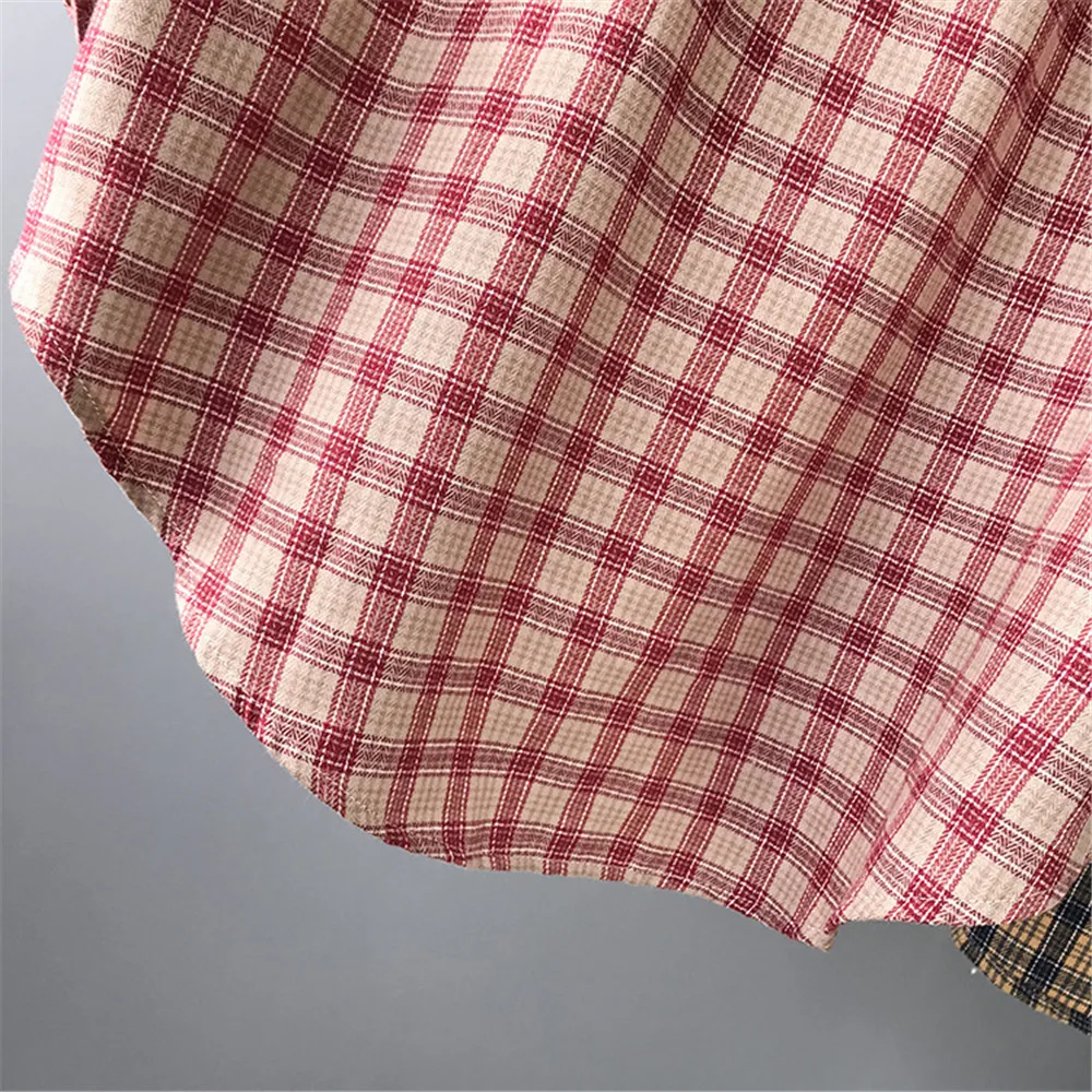 Boyfriend Style Blouses 100% Cotton Loose Women Plaid Shirts 2019 Office Women Blouse Shirt Female Outerwear Casual Pocket Shirt (10)