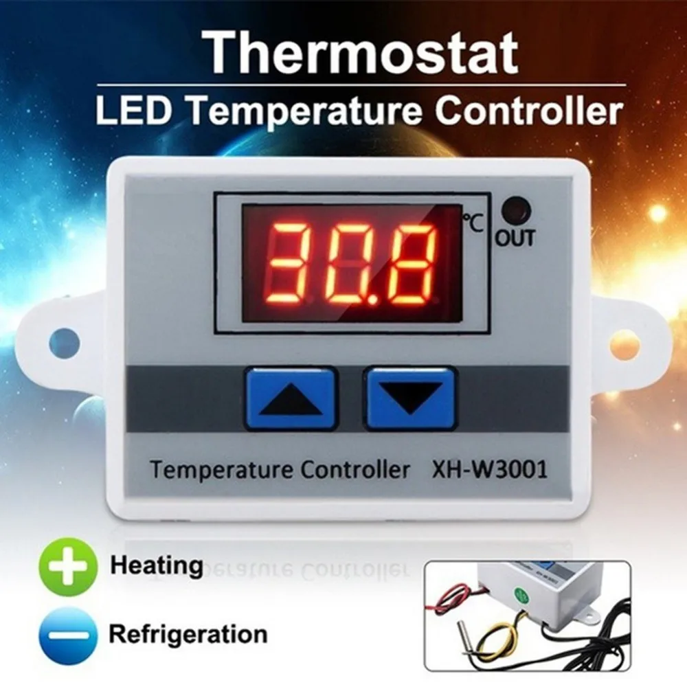 XH-W3001 10A Digital Temperature Controller -50~110C Intelligent Digital Thermostat AC 220V 12V 24V Regulator Switch LCD display
XH-W3001 10A Digital Temperature Controller -50~110C Intelligent Digital Thermostat AC 220V 12V 24V Regulator Switch LCD display