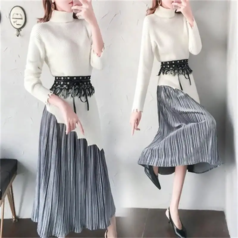 Knit sweater women fall / winter New plus size women's Korean fashion high collar suit small incense two-piece skirt suit women
Knit sweater women fall / winter New plus size women's Korean fashion high collar suit small incense two-piece skirt suit women