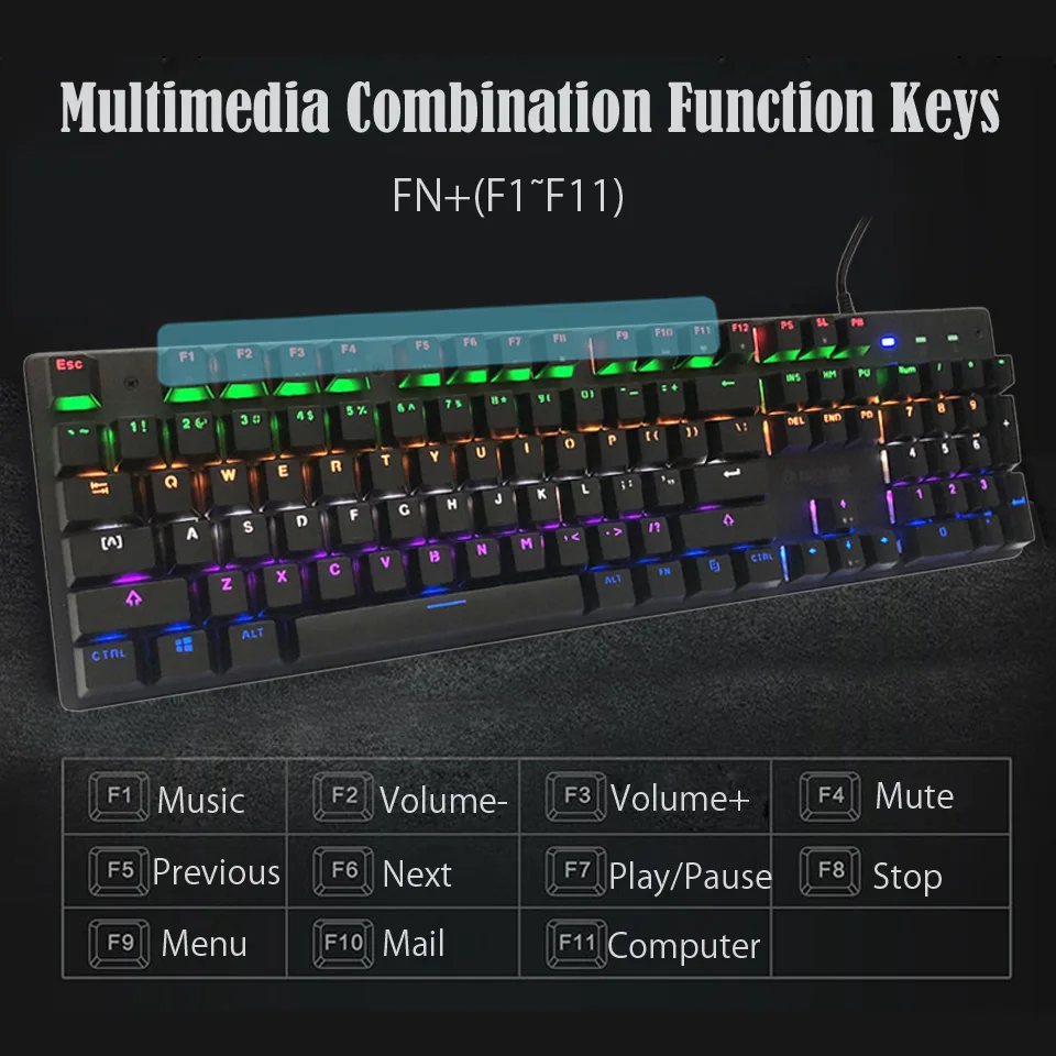 JK300 USB Wired Gaming Keyboard Mechanical (6)