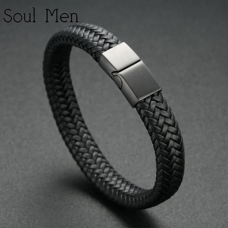 Soul Men New Simple Black Plaited Leather for Men Magnet Buckle Bangles Male Punk Fashion Jewelry Best Gift 18.5CM/20.5CM/22CM
Soul Men New Simple Black Plaited Leather for Men Magnet Buckle Bangles Male Punk Fashion Jewelry Best Gift 18.5CM/20.5CM/22CM