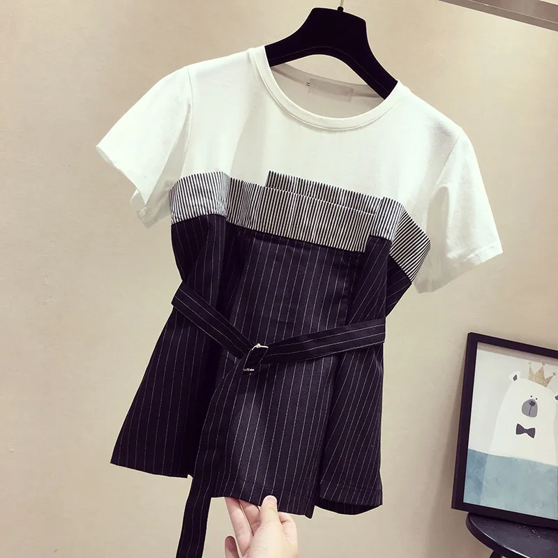 Summer Loose Tshirt Women 2019 New Korean Vertical Stripe Matching Cotton T-shirts Girls Lady's Ins Super-Fire T-shirts Tops
Summer Loose Tshirt Women 2019 New Korean Vertical Stripe Matching Cotton T-shirts Girls Lady's Ins Super-Fire T-shirts Tops