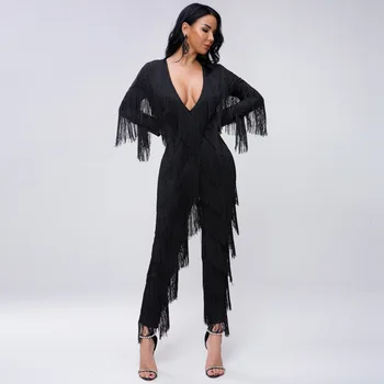 Hot sale New Style Empire Deep V-neck Backless Tassel Full Length jumpsuit Sexy women celebrity body con Jumpsuits wholesale
Hot sale New Style Empire Deep V-neck Backless Tassel Full Length jumpsuit Sexy women celebrity body con Jumpsuits wholesale