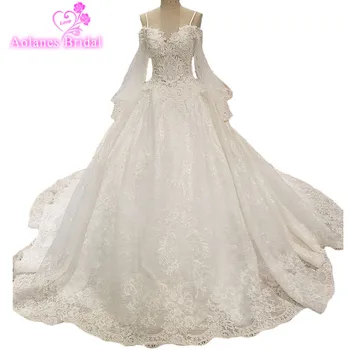 AOLANES 2018 Long Sleeves Champagne Lace Wedding Dresses Sweetheart Cathedral Train Bridal Gowns Ball Gown Vestido De Noiva
AOLANES 2018 Long Sleeves Champagne Lace Wedding Dresses Sweetheart Cathedral Train Bridal Gowns Ball Gown Vestido De Noiva