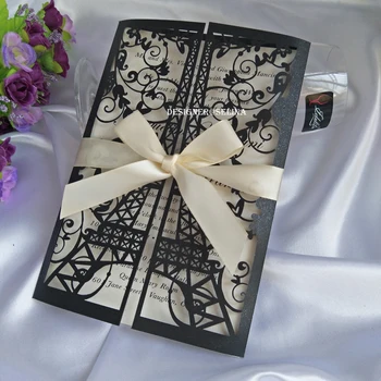 50set Elegant Black Tower Laser Cut Union Party Invitations with Beige Ribbons Invites for Bridal Shower Graduation Birthday
50set Elegant Black Tower Laser Cut Union Party Invitations with Beige Ribbons Invites for Bridal Shower Graduation Birthday