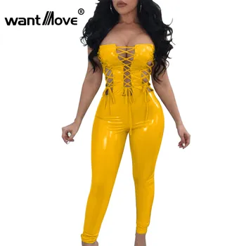 Wantmove PU sexy off shoulder lace up romper women jumpsuit 2018 new summer sleeveless high waist back zipper jumpsuits WM218
Wantmove PU sexy off shoulder lace up romper women jumpsuit 2018 new summer sleeveless high waist back zipper jumpsuits WM218