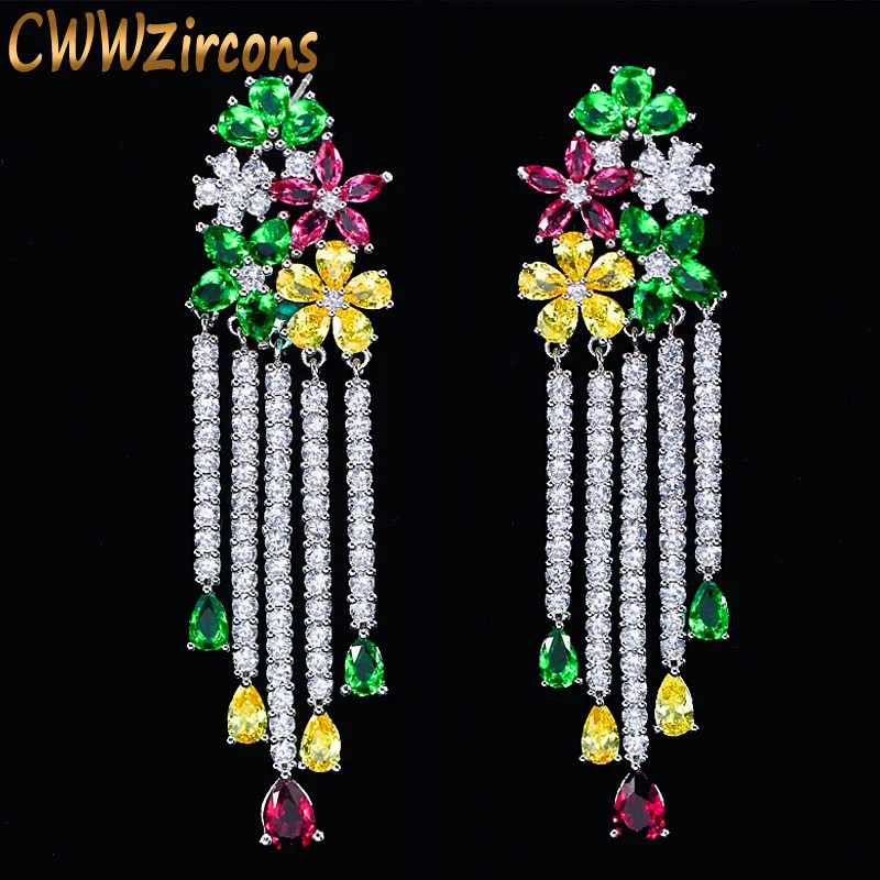 CWWZircons Noble Multi Color Flower Dangling CZ Stone Long Big Tassel Drop Earring for Women Luxury Cubic Zirconia Jewelry CZ046
CWWZircons Noble Multi Color Flower Dangling CZ Stone Long Big Tassel Drop Earring for Women Luxury Cubic Zirconia Jewelry CZ046