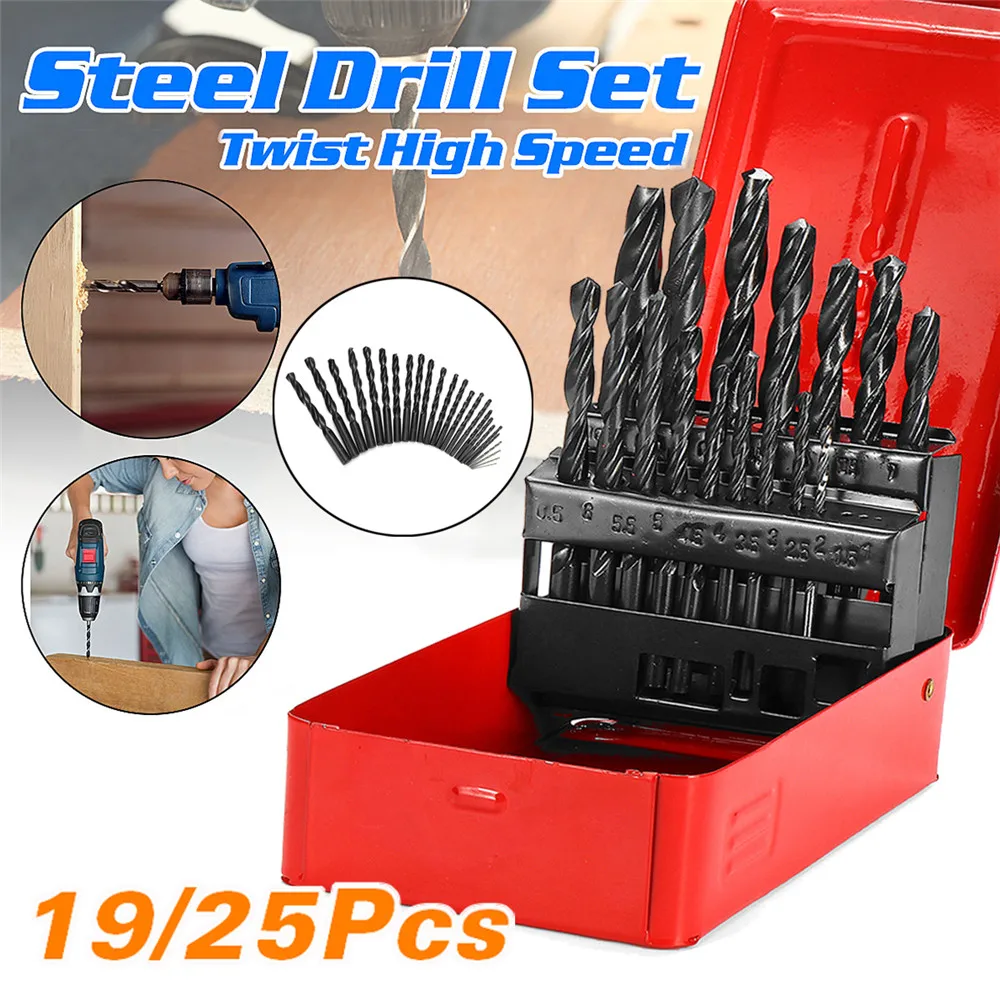 Drillpro 19/25pcs 1-13mm Twist Drill Bit Set High Speed Steel with Metal Storage Box Woodworking Bits
Drillpro 19/25pcs 1-13mm Twist Drill Bit Set High Speed Steel with Metal Storage Box Woodworking Bits