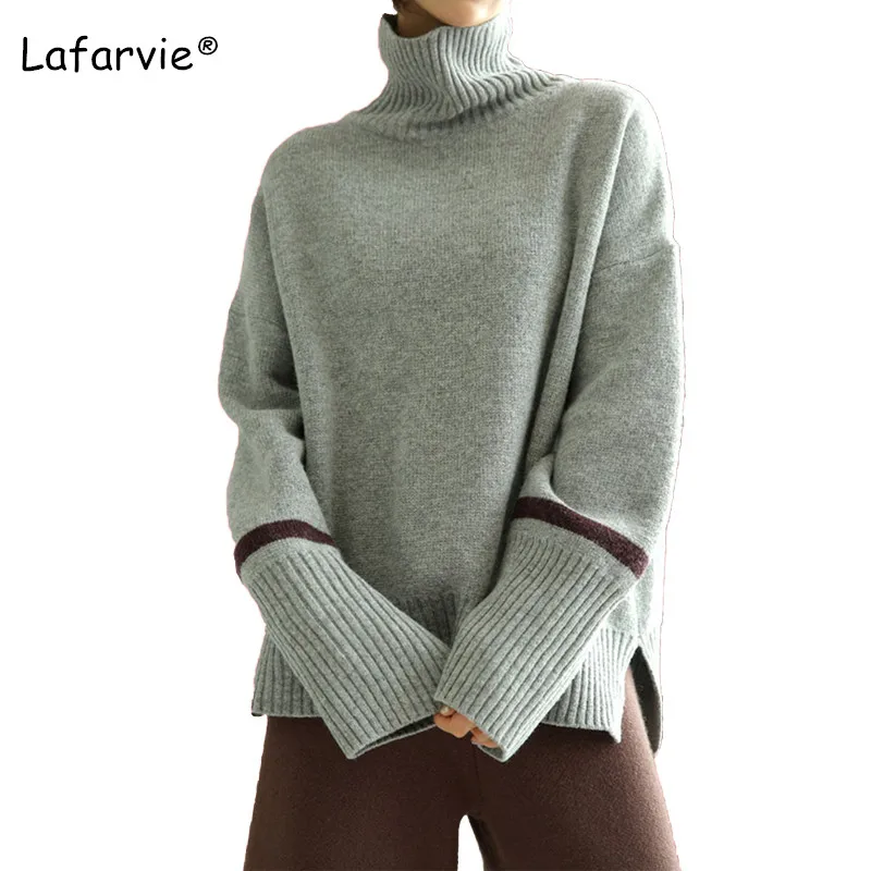 Lafarvie Knitted Turtleneck Cashmere Blended Sweater Women Autumn Winter Loose Warm Split Pullover Female Knitting Jumper M-XL
Lafarvie Knitted Turtleneck Cashmere Blended Sweater Women Autumn Winter Loose Warm Split Pullover Female Knitting Jumper M-XL