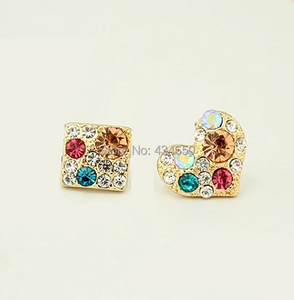 Free shipping!!!Zinc Alloy Stud Earring New Arrival gold color plated with rhinestone nickel lead & cadmium free 12x14mm | Украшения и