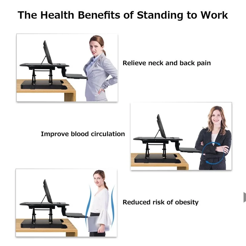 Person - Height Adjustable Stand Riser Electric Standing Desk Ergonomic Sit To Stand and Two Tier Design Foldable Laptop Table