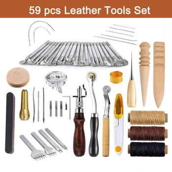 59 Pcs Set Leather Craft Tools Kit for Hand Sewing Stitching Stamping Saddle Making DIY Leather Handmade Craft New Arrival
59 Pcs Set Leather Craft Tools Kit for Hand Sewing Stitching Stamping Saddle Making DIY Leather Handmade Craft New Arrival