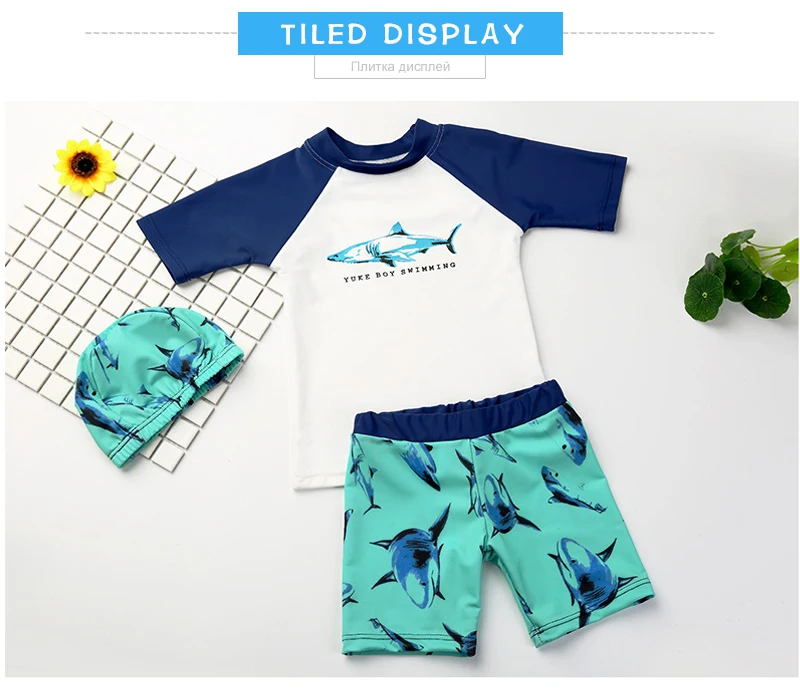 Baby Boy Swimwear Kids Bathing Surfing Clothing 4pcs With Glasses Sharks Swimsuit Children Beach Wear UV Protect Summer Bodysuit_06.jpg