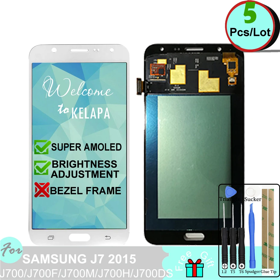 5 x Super AMOLED LCD For Samsung J7 2015 J700F J700M J700H J700DS Touch Screen Digitizer Assembly
5 x Super AMOLED LCD For Samsung J7 2015 J700F J700M J700H J700DS Touch Screen Digitizer Assembly