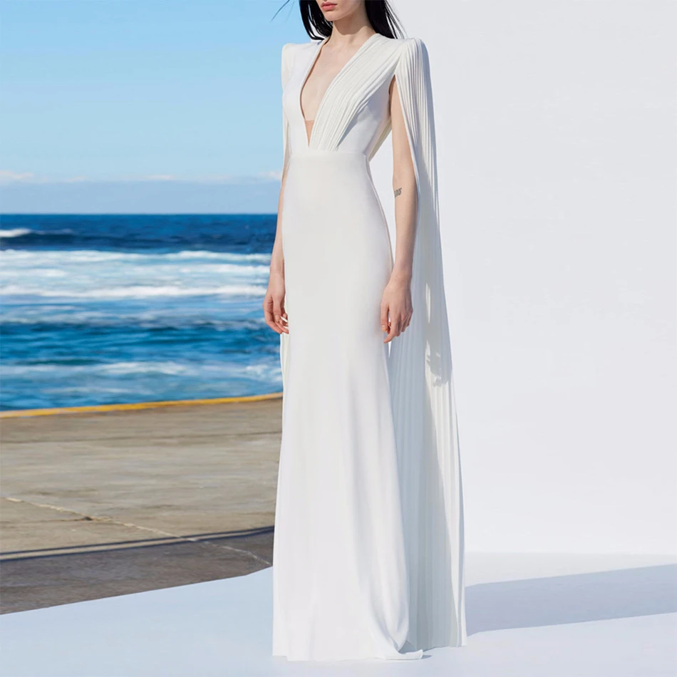 Newest Celebrity Party Bandage Long Dress Women White Batwing Sleeve V-Neck Sexy NightClub Maxi Dress Women Mermaid Vestidos
Newest Celebrity Party Bandage Long Dress Women White Batwing Sleeve V-Neck Sexy NightClub Maxi Dress Women Mermaid Vestidos