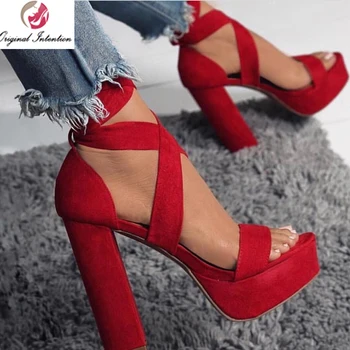 Original Intention STYLISH Pumps Women Platform High Heels Sandal Shoes Sexy Ladies Thick Heels Cross-tied Red Shoes Woman Party
Original Intention STYLISH Pumps Women Platform High Heels Sandal Shoes Sexy Ladies Thick Heels Cross-tied Red Shoes Woman Party