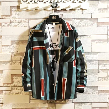 Loose Shirt Men Long Sleeve Oversize Korean Striped Shirt Casual Vestido Hip Hop Listrado Patchwork Hip Hop Mens Shirts T6V004
Loose Shirt Men Long Sleeve Oversize Korean Striped Shirt Casual Vestido Hip Hop Listrado Patchwork Hip Hop Mens Shirts T6V004