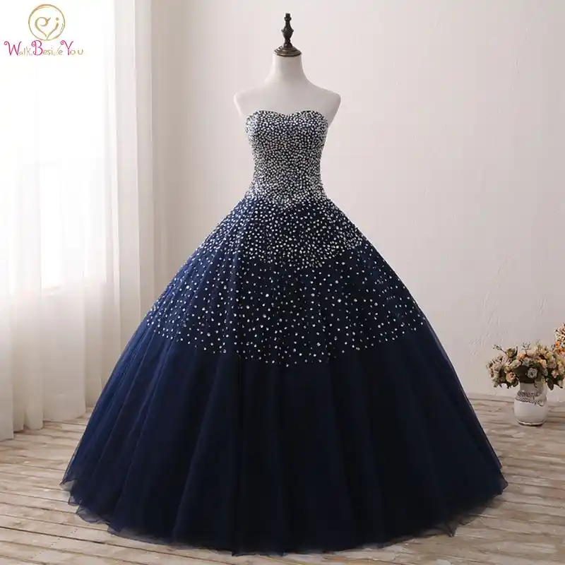 vestido de debutante azul royal