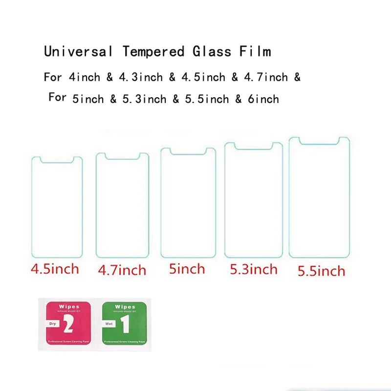 2PCS Universal 4" 4.3" 4.5" 4.7" 5" 5.3" 5.5" 5.7" Tempered Glass Screen Protector For huawei ZTE Highscreen Micromax Prestigio
2PCS Universal 4" 4.3" 4.5" 4.7" 5" 5.3" 5.5" 5.7" Tempered Glass Screen Protector For huawei ZTE Highscreen Micromax Prestigio