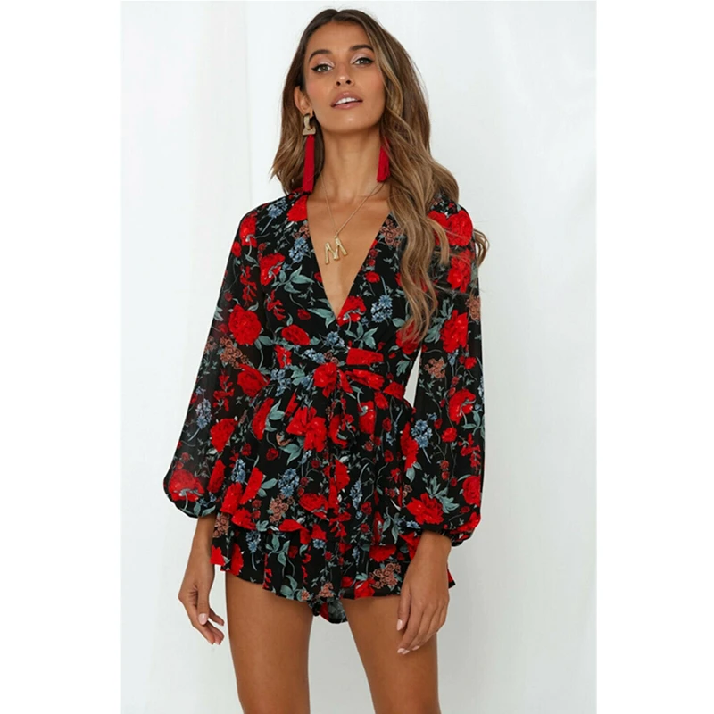 Women Summer Vintage Floral Playsuits Sexy V Neck Long Sleeve Layered Ruffles Bandage Playsuit Jumpsuit Lady Chic Loose Romper
Women Summer Vintage Floral Playsuits Sexy V Neck Long Sleeve Layered Ruffles Bandage Playsuit Jumpsuit Lady Chic Loose Romper